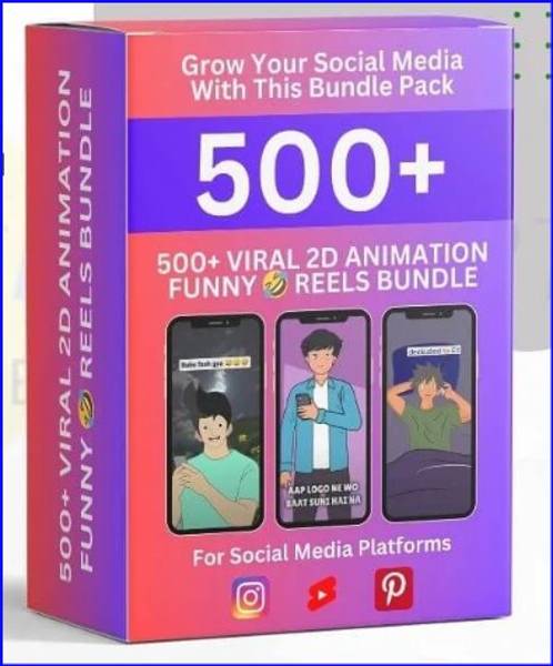 thumbnail 500+ VIRAL 2D ANIMATION FUNNY REELS BUNDLE